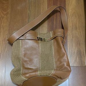 STAUD Tan and Brown Shoulder Bag